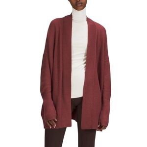 Lululemon Cashlu Drop-Shoulder Knit Wrap Red Cashmere Cardigan Sweater Sz S